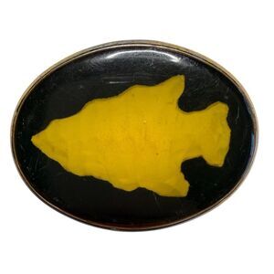 Vintage Von West Arrowhead Belt Buckle Southwestern Acrylic & Goldtone USA